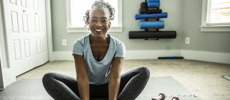 Woman working out at home