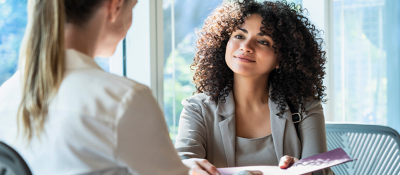 Woman meeting with her insurance agent
