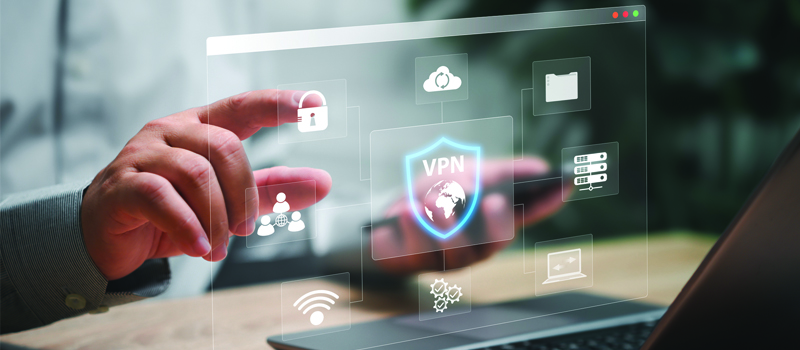 Man configuring a virtual private network